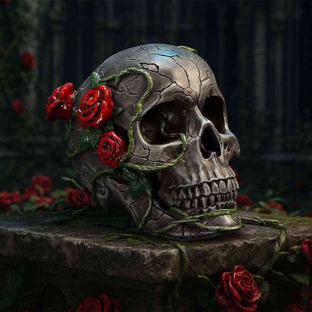 Nemesis Now - Twilight Bloom Figurine - Crâne - Noir/Rouge